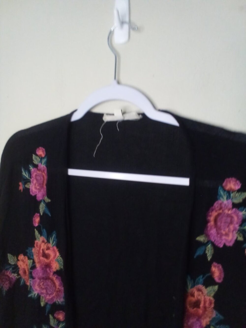 Yiayia Ponytail Lightweight Cardigan S M Open Front Embroidery Short Sleeve - Picture 11 of 15